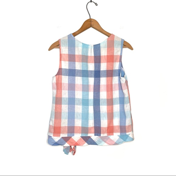 J. Crew | Linen Blend Gingham Side Tie Sleeveless Top - Picture 4 of 8